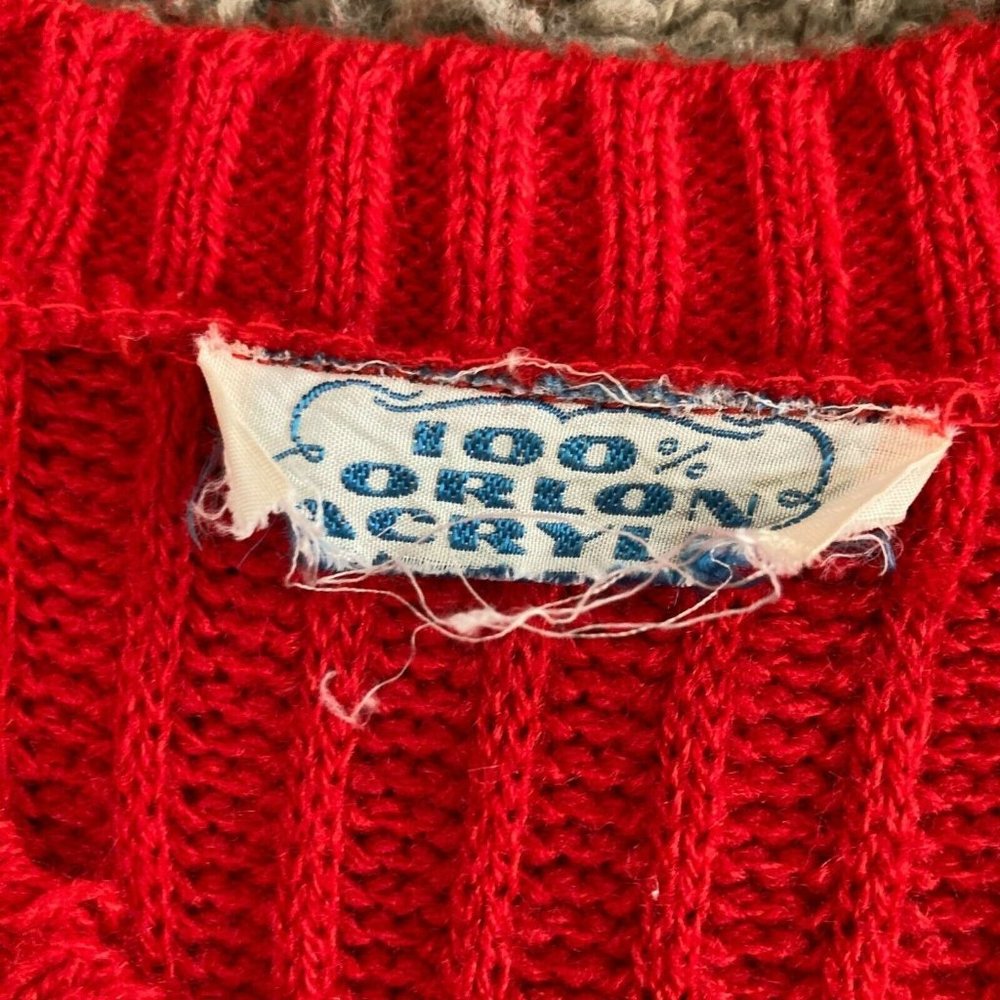 VTG Knit Sweater Vest Womens Size XS Red Ribbed Cable Knit 100% Acrylic Layering - Picture 3 of 4